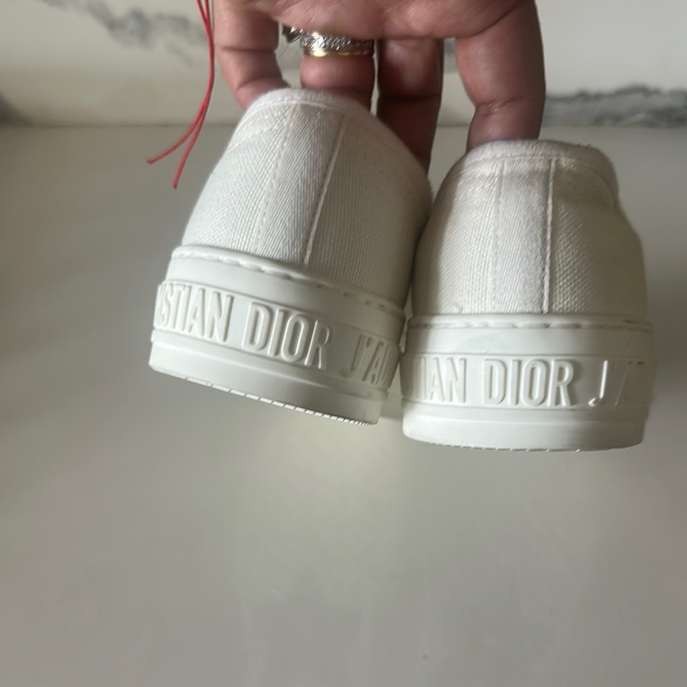 Dior White Sneakers with Gold Accents - Picture 3 of 4